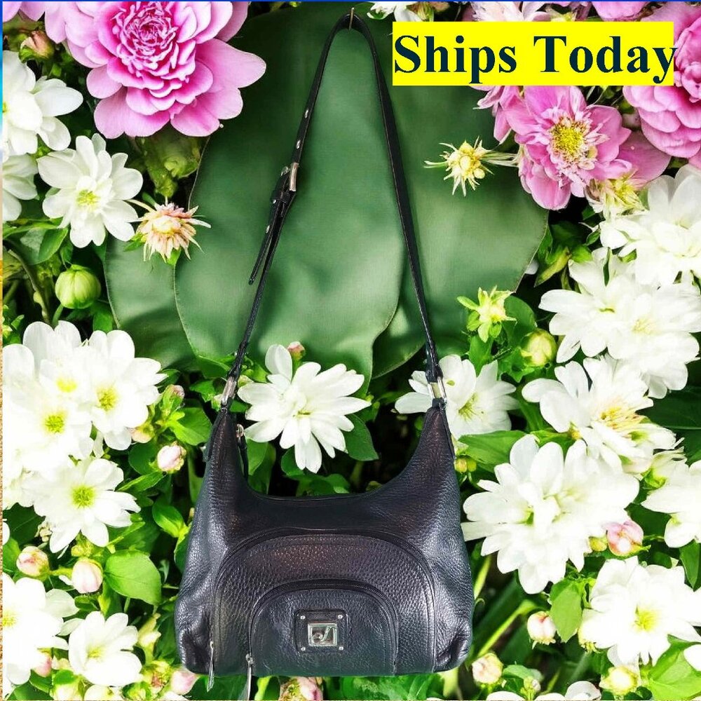 Stone Mountain Black Leather Crossbody Purse Shoulder Bag 10650
